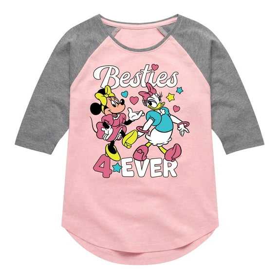 Disney - Besties Four Ever - Toddler & Youth Girls Raglan Graphic T-Shirt