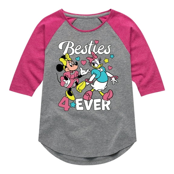 Disney - Besties Four Ever - Toddler & Youth Girls Raglan Graphic T-Shirt