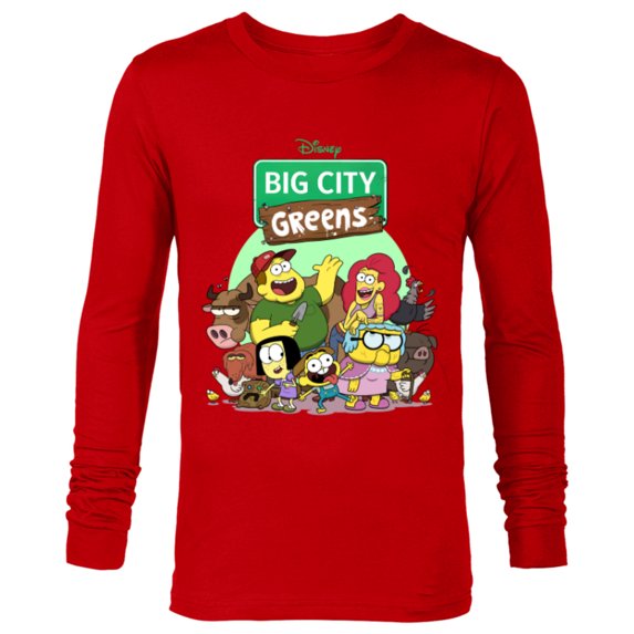Disney Big City Greens Family Group - Long Sleeve T-Shirt for Men -Customized-New Red