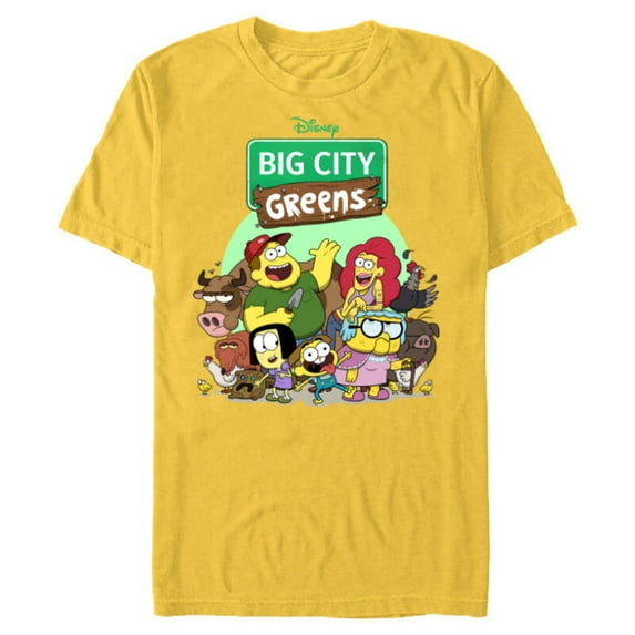 Disney Big City Greens Family Group - Short Sleeve Blended T-Shirt for Adults -Customized-Yellow