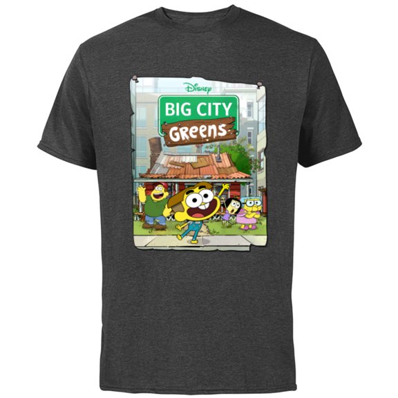 Disney Big City Greens Poster Cricket and Family - Short Sleeve Cotton T-Shirt for Adults -Customized-Charcoal