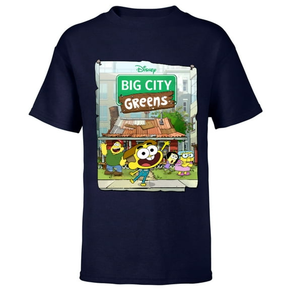 Disney Big City Greens Poster Cricket and Family - Short Sleeve T-Shirt for Kids -Customized-Navy