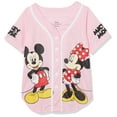 thumbnail image 1 of Disney Big Girls Mickey & Minnie Mouse Baseball Jersey-Classic Mesh Button Down Shirt, Light Pink/White, 1 of 3