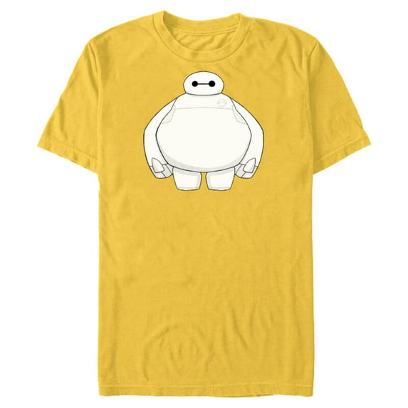 Disney Big Hero 6 Baymax Healthcare Robot T-Shirt- Short Sleeve Blended T-Shirt for Adults - Customized-Yellow