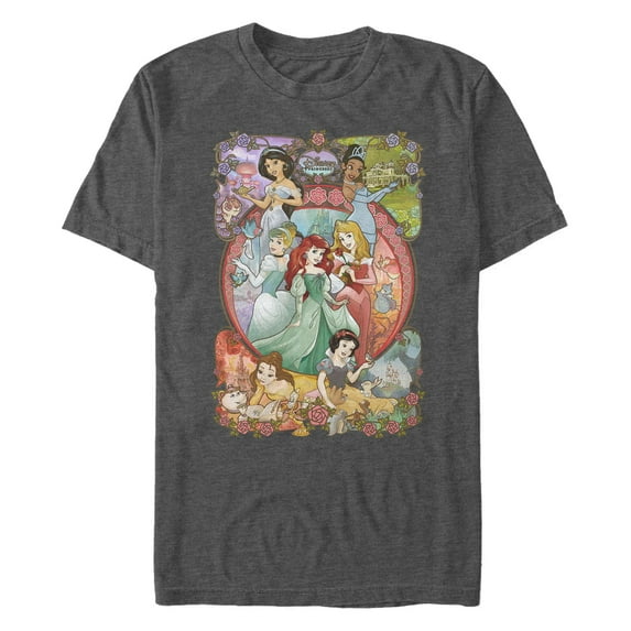 Disney Big Tall Princess Power Mens Tops Short Sleeve Tee Shirt X-Large Big Tall Charcoal Heather