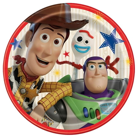 Disney Birthday Child Toy Story 4 Round 9" Dinner Plates, 10.17 oz, 8 Pieces