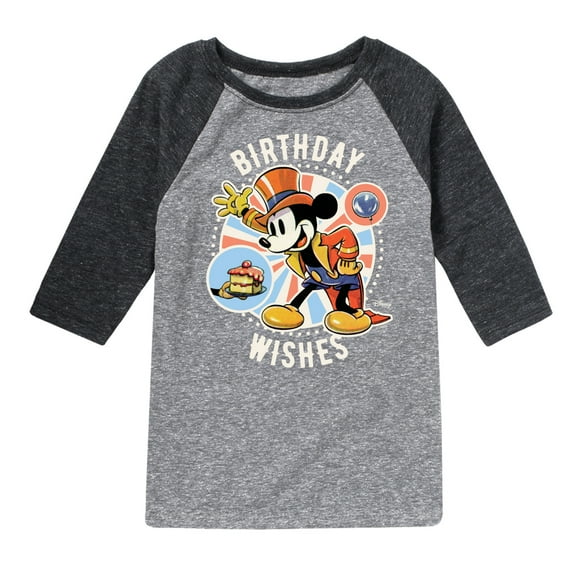 Disney - Birthday - Ring Master Mickey Birthday Wishes - Toddler & Youth Raglan Graphic T-Shirt