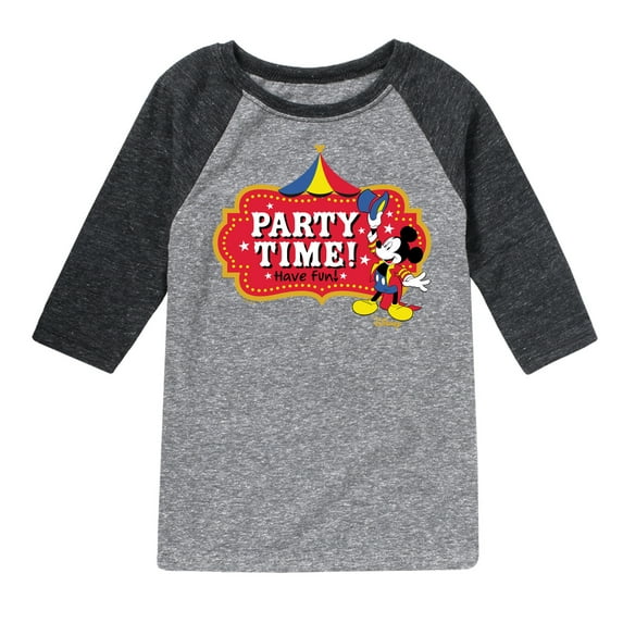 Disney - Birthday - Ring Master Mickey, Party Time Have Fun - Toddler & Youth Raglan Graphic T-Shirt