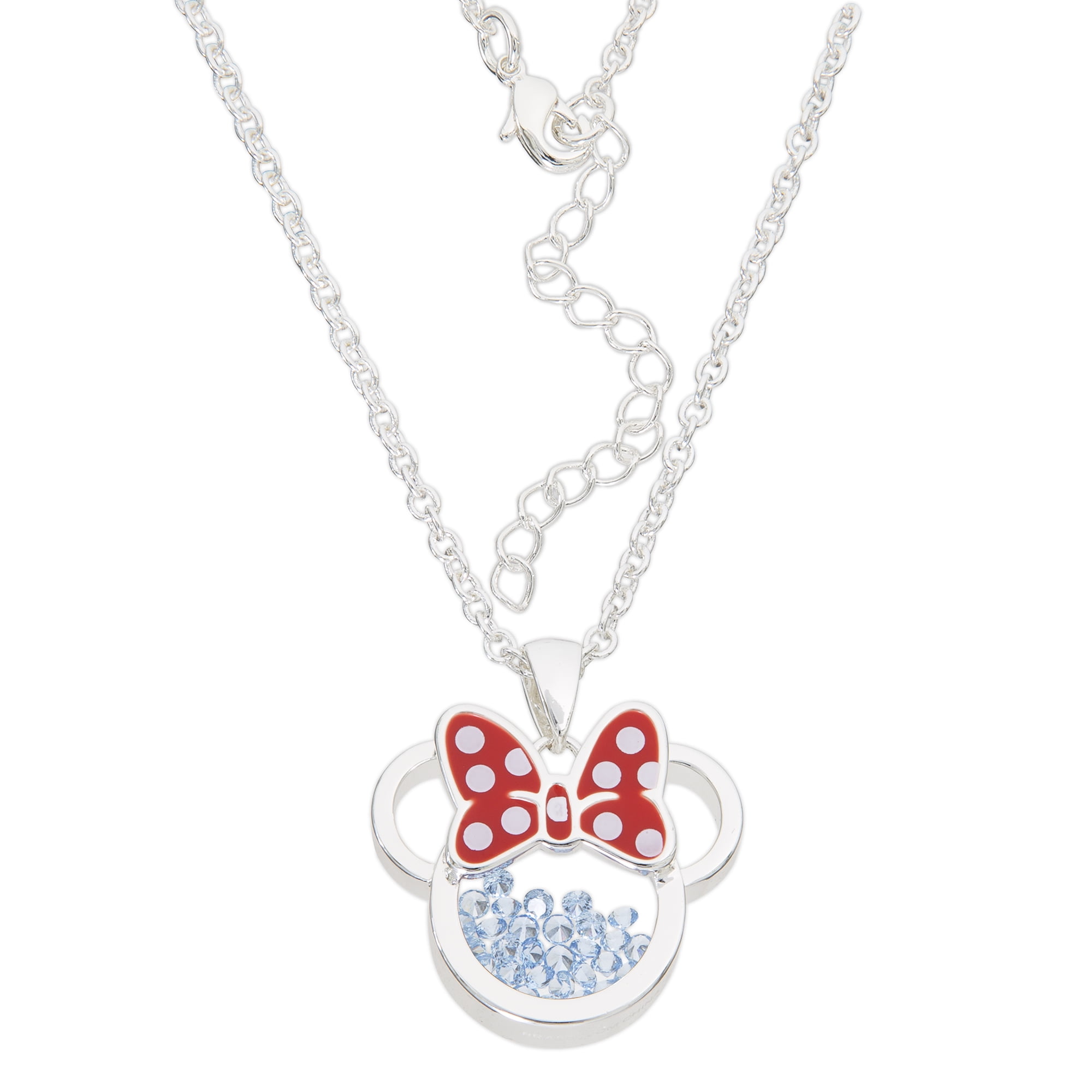 Disney Minnie Mouse Womens Silver Plated Birthstone Shaker Necklace May Emerald Green 18 2