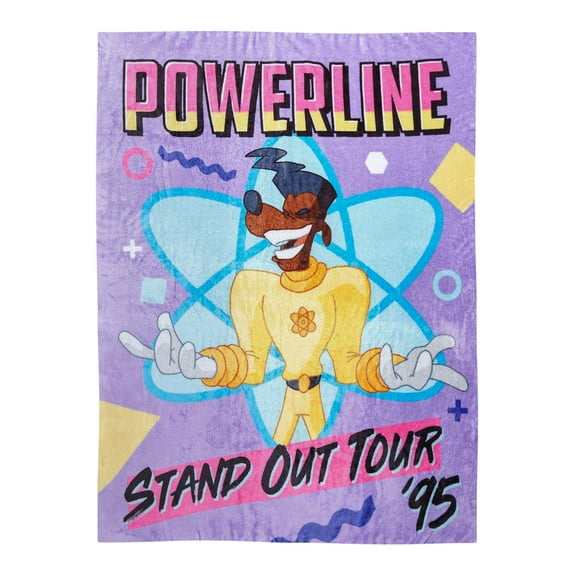 Disney Blanket A Goofy Movie Powerline Stand Out Tour 95' Retro Micro Raschel Throw 48" X 60"