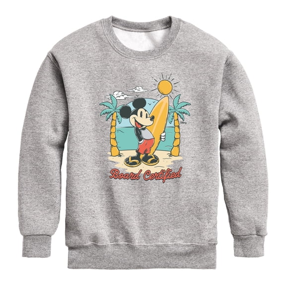 Disney - Board Certified Mickey - Youth Boys Crew Fleece Sweatshirt