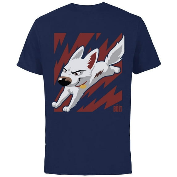 Disney Bolt The Super Dog T-Shirt - Short Sleeve Cotton T-Shirt for Adults - Customized-Navy