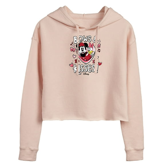 Disney - Bows And Kisses - Juniors Cropped Pullover Hoodie