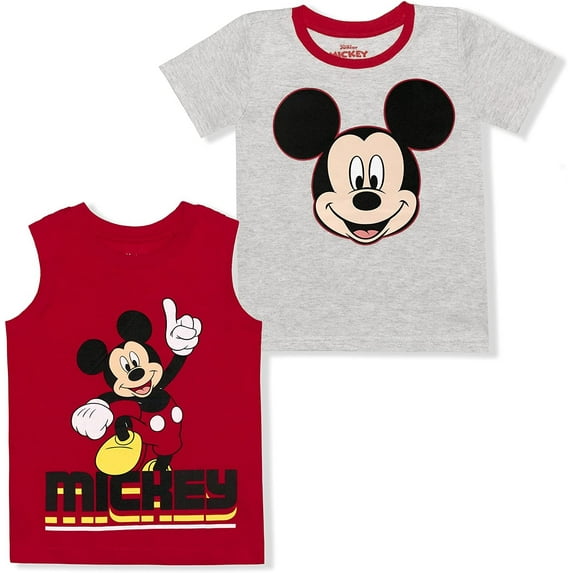 Disney Boy's 2-Pack Mickey Mouse Graphic Tee and Sleeveless Shirt Set