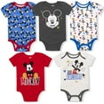 thumbnail image 1 of Disney Boy's 5-Pack Mickey Mouse Short Sleeve Bodysuit Creeper, 1 of 6