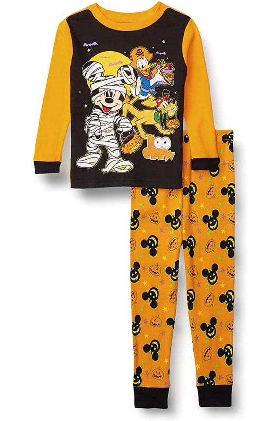 Boy's Mickey, Donald and Pluto Halloween Glow-In-The-Dark Pajama Set, Size 3T