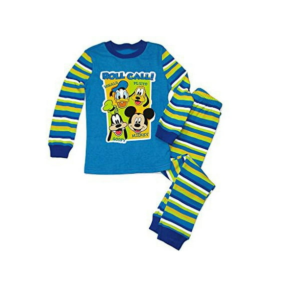 Disney Boy's Mickey and The Gang Roll Call! Cotton Striped Pajama PJ Set Size 5