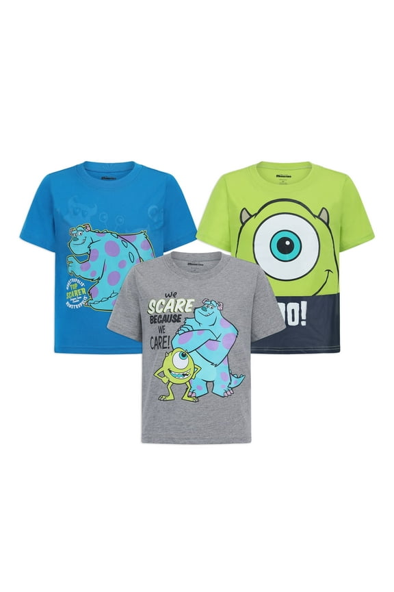 Sully and Mike Wazowski Boys 3 Pack Character Short Sleeve T-Shirts, Toddler