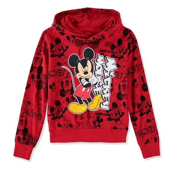 Disney Boys 4-20 Mickey Mouse All Over Print Pullover Hoodie(Red 8)