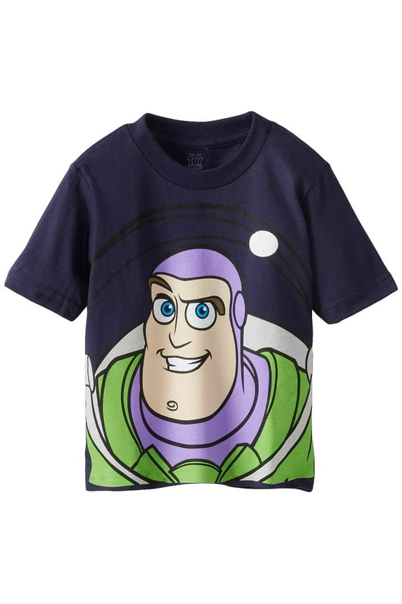 Disney baby boys Buzz Lightyear Woody Big Face Toy Story Tee movie and tv fan t shirts, Navy, 5T US