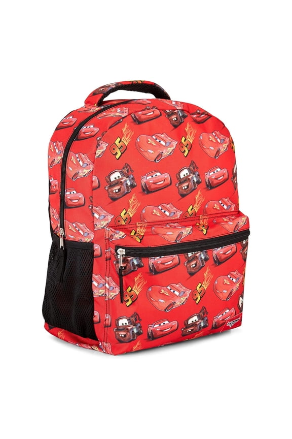 Boys Cars McQueen Backpack, Lightning McQueen Cars Backpack for Kids Red