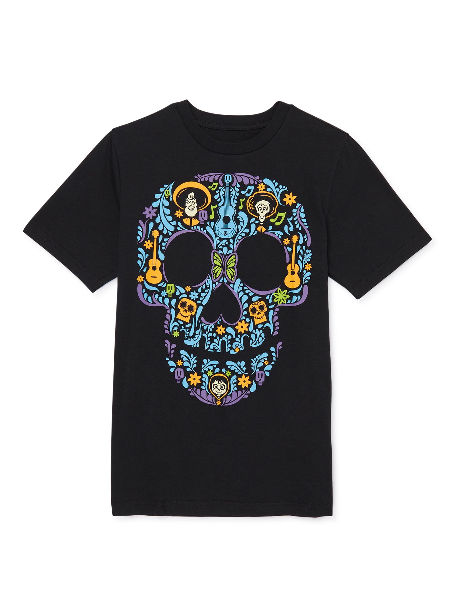 Disney Boys Coco Skeleton Crew Neck Short Sleeve Graphic T Shirt Sizes 4 18 Walmart