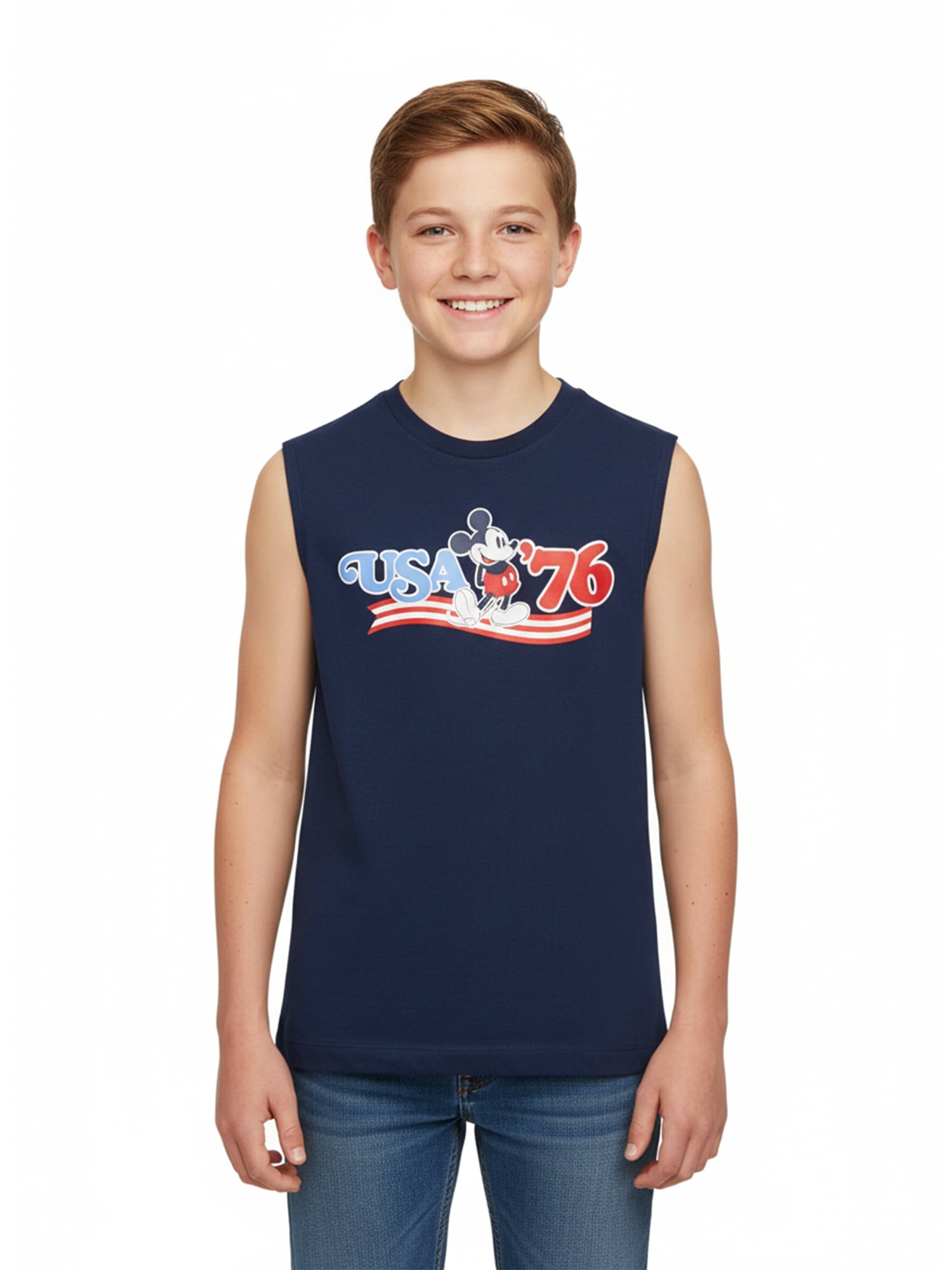 Disney Mickey Mouse Boys USA 76 Muscle Tank Top, Sizes 4-20
