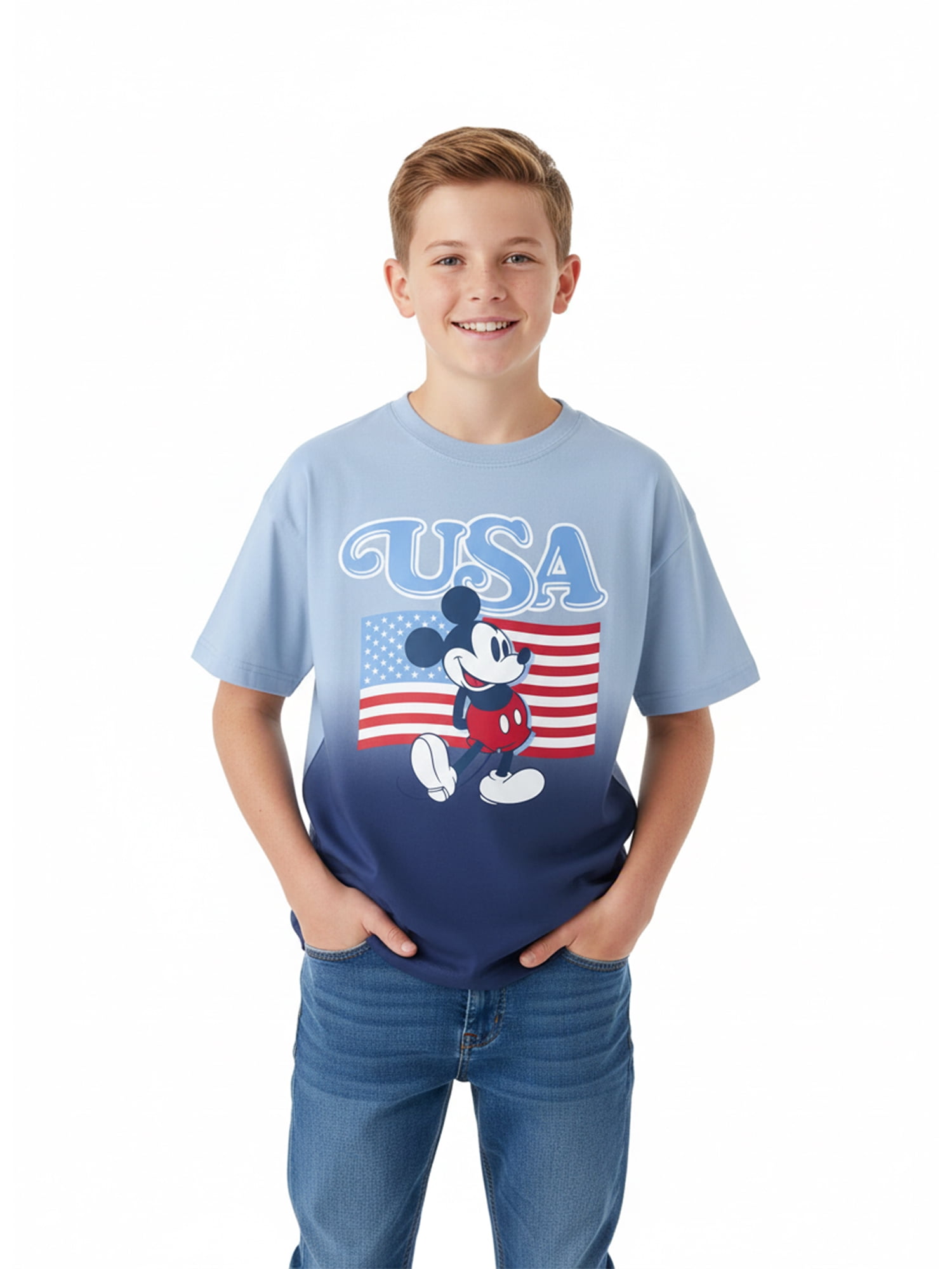Disney Mickey Mouse Boys USA 76 Graphic Tee with Short Sleeves, Sizes 4-20