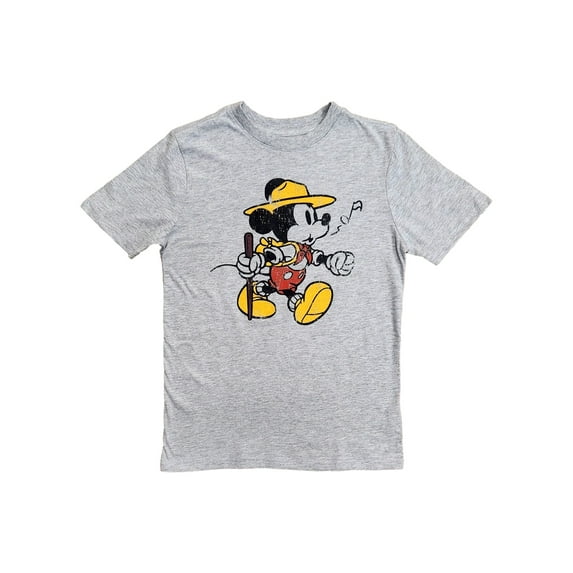 Disney Boys Gray Mickey Mouse Singing Short Sleeve T-Shirt Tee Shirt S 6-7