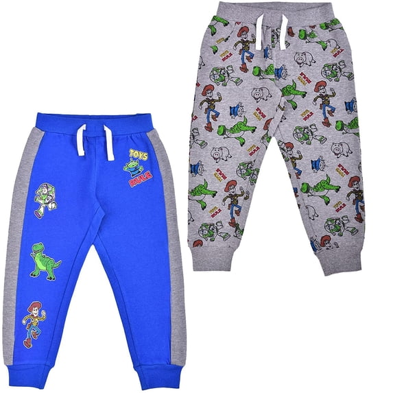 Disney Boys Jogger Pants Set, Athletic Sweatpants with Toy Story Print, Blue/Grey, Size 5