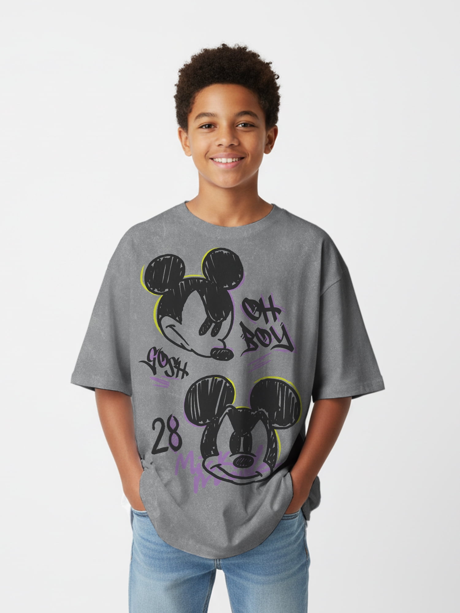 Disney Boys Mad Mickey Mouse Mineral Wash Graphic T-Shirt, Sizes XS-XXL