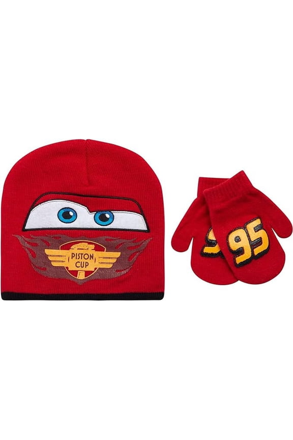 Boys' Mickey Mouse, Car Lightning McQueen Winter Hat & Mittens or Gloves Set (Toddler/Little Boys)