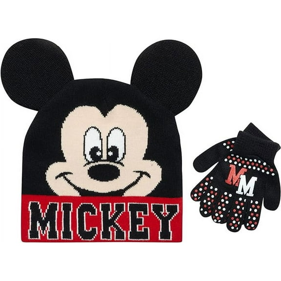 Disney Boys' Mickey Mouse, Car Lightning McQueen Winter Hat & Mittens or Gloves Set (Toddler/Little Boys)