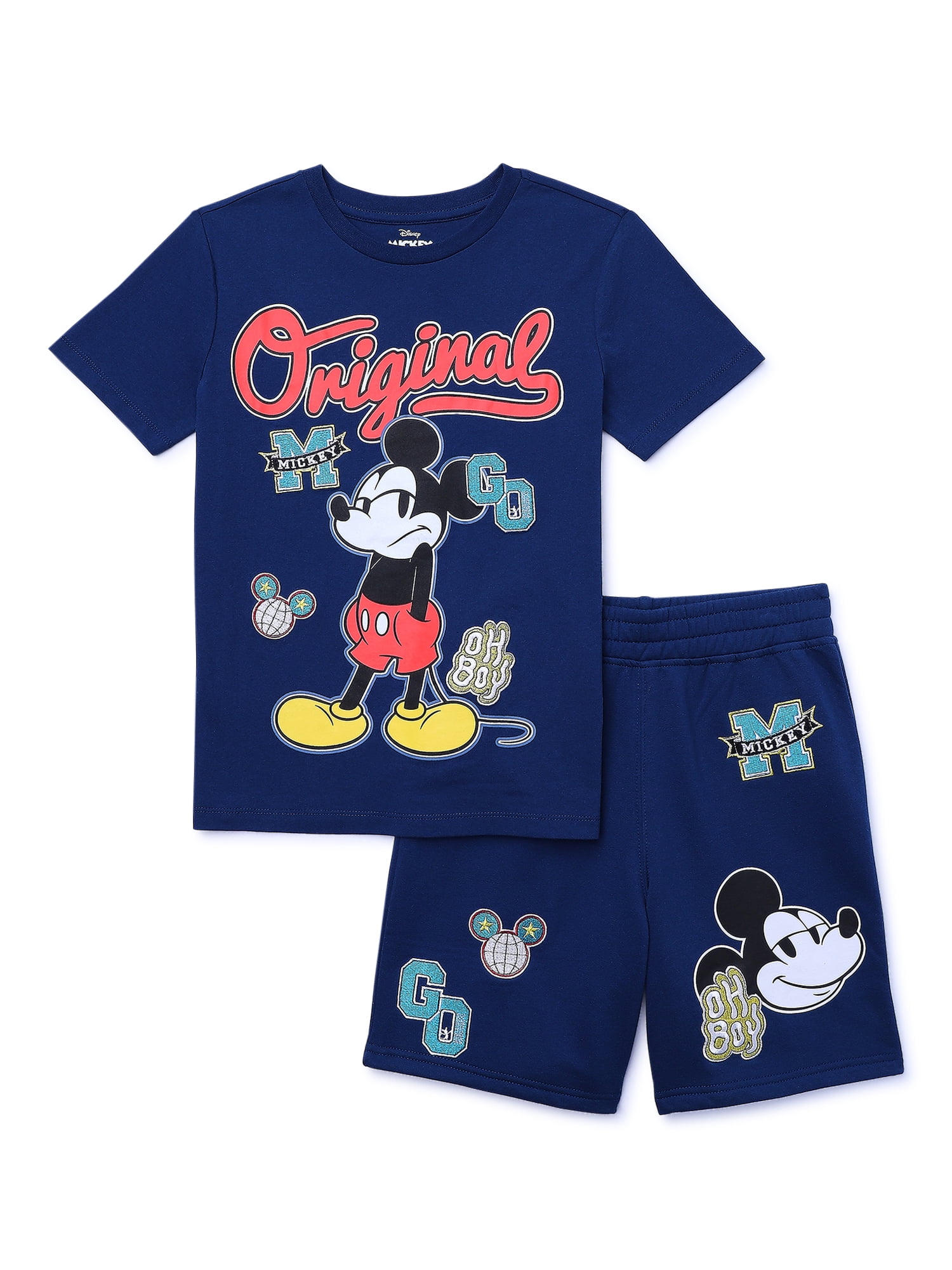 Disney Boys’ Mickey Mouse Graphic Patch Tee and Shorts Set, Sizes 4-18 ...