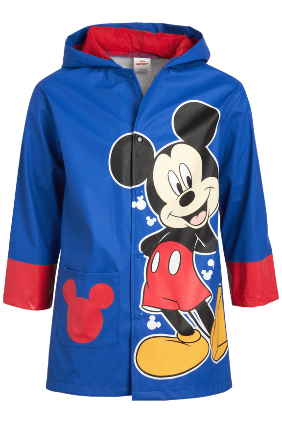 Boys' Mickey Mouse Jacket - Waterproof Slicker Shell Raincoat (4-7)