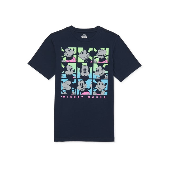 Disney Boys Mickey Mouse Many Faces Graphic TShirt Short Sleeve Crew Neck Casual Tee, Sizes 4