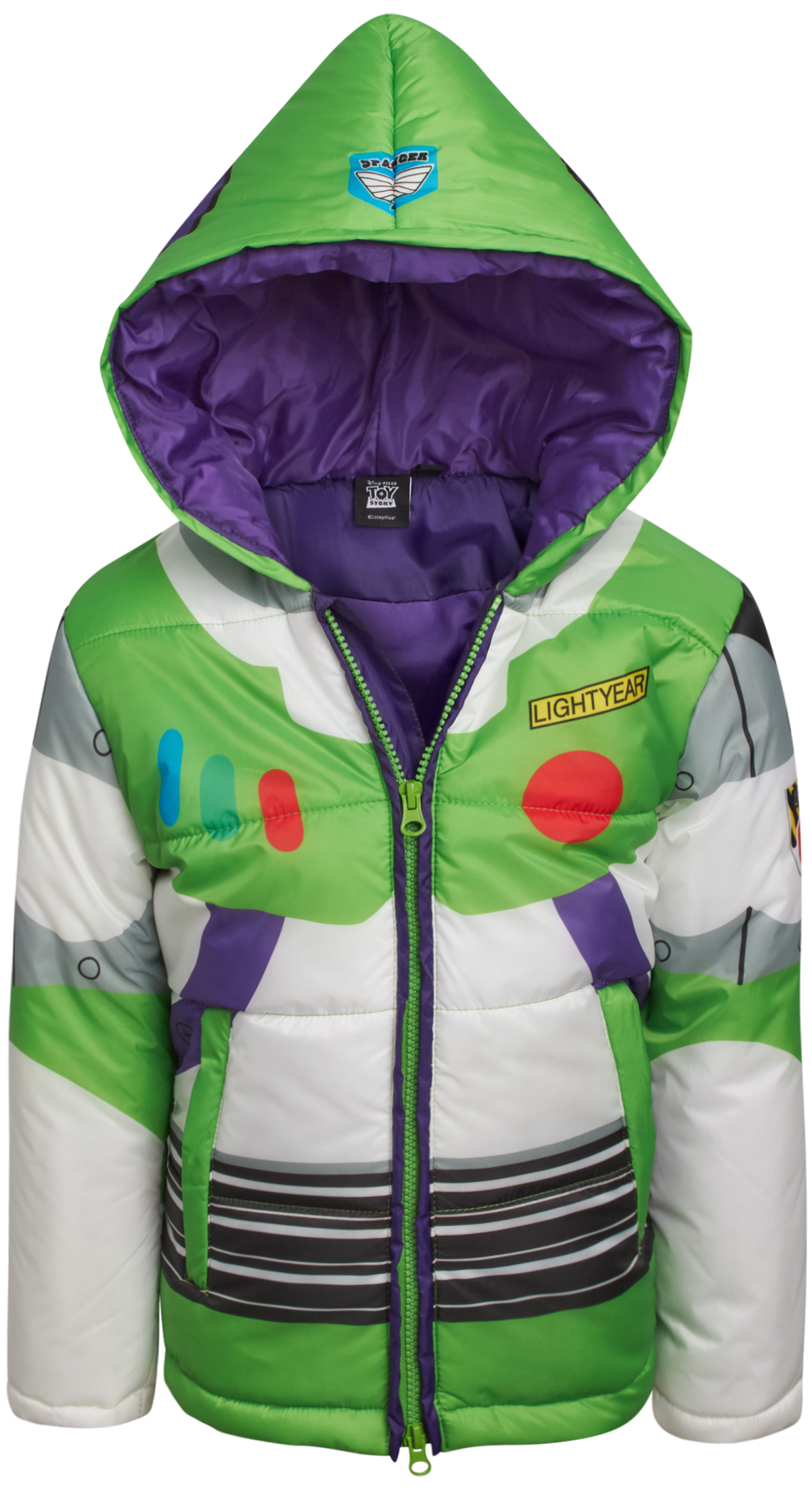 Disney Boys' Puffer Jacket - Full Zip Up Hooded Mickey Mouse, Cars and Buzz Lightyear (Sizes: 2T-7)