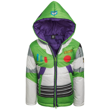 Disney Boys' Puffer Jacket - Full Zip Up Hooded Mickey Mouse, Cars and Buzz Lightyear (Sizes: 2T-7)