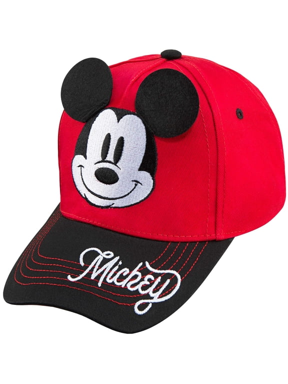Boys Red Mickey Mouse Dimensional Ears Baseball Hat Cap - Ages 4-7 years