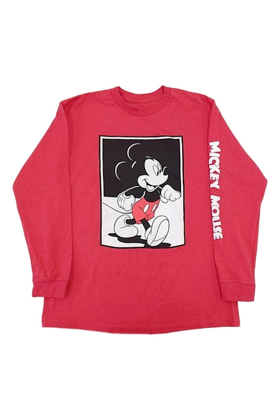 Boys Red Mickey Mouse Long Sleeve Shirt T-Shirt Small