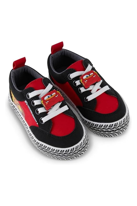 Boys Toddler Lightning McQueen Sneaker, Low Top Cars Shoes Black Red – 7