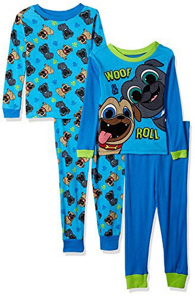 Disney Boys' Toddler Puppy Dog Pals 4Piece Cotton Pajama Set, Blue, 3T