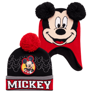 Disney Boys' Winter Hat - 2 Pack Lightning McQueen Pom Pom Beanie or Mickey Mouse Hat (4-7)
