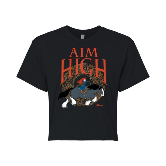 Disney Brave - Merida Aim High Bow & Arrow - Juniors Cropped Cotton Blend T-Shirt