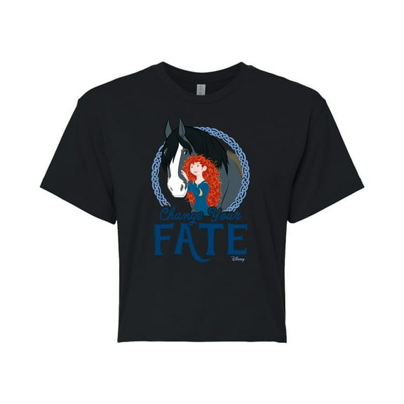 Disney Brave - Merida & Angus Change Your Fate - Juniors Cropped Cotton Blend T-Shirt