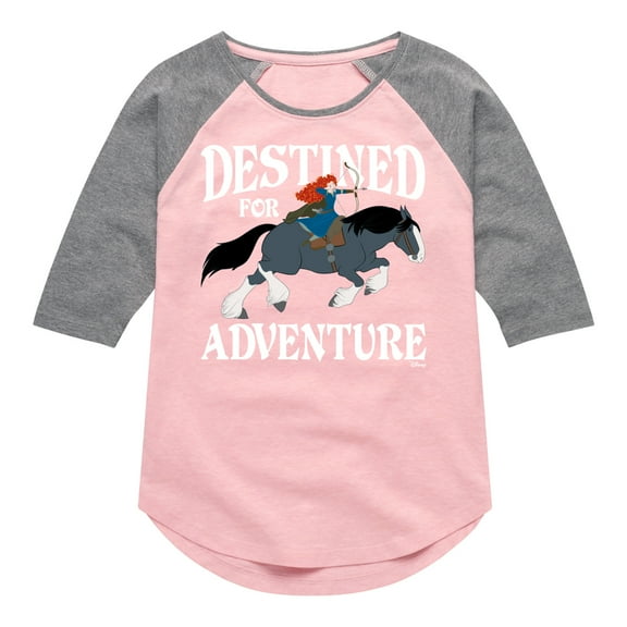 Disney Brave - Merida & Angus Destined for Adventure - Toddler & Youth Girls Raglan Graphic T-Shirt
