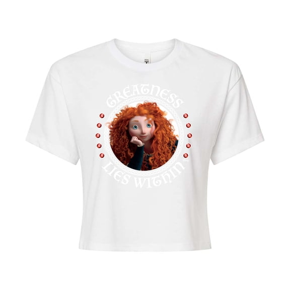 Disney Brave - Merida Greatness Lies Within - Juniors Cropped Cotton Blend T-Shirt