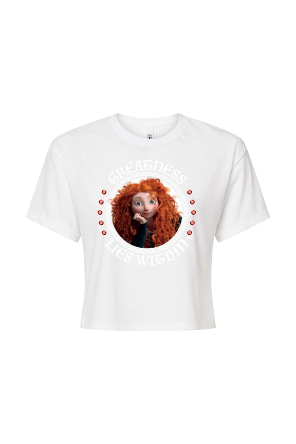 Brave - Merida Greatness Lies Within - Juniors Cropped Cotton Blend T-Shirt