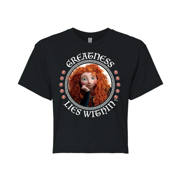 Disney Brave - Merida Greatness Lies Within - Juniors Cropped Cotton Blend T-Shirt