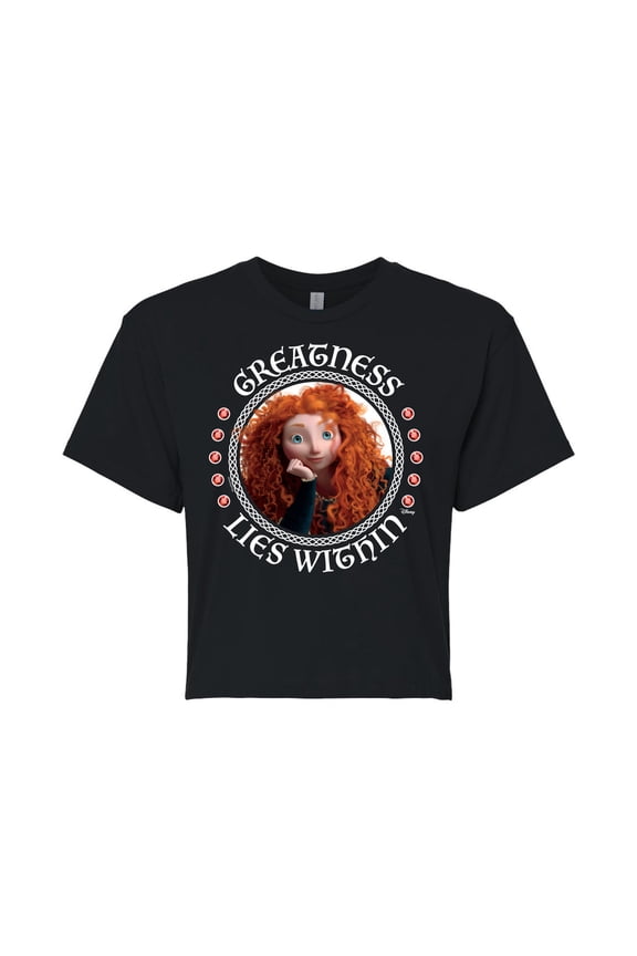 Brave - Merida Greatness Lies Within - Juniors Cropped Cotton Blend T-Shirt